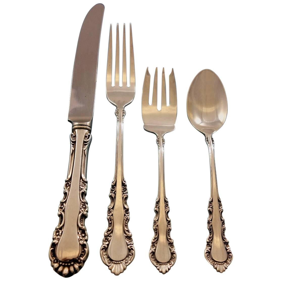 Georgian Rose by Reed and Barton Sterling Silver Flatware Set 41 Pcs Dinner Size For Sale