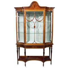 Fine Quality Mahogany Inlaid Edwardian Period Antique China Cabinet