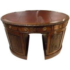 Antique Stunning Quality Mahogany Late Victorian Period Oval Partners Desk