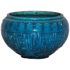 Cachepot Théodore Deck in maiolica persiana blu
