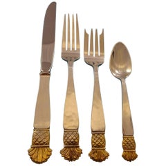 Vintage Grenada Gold by Old Newbury Crafters Sterling Silver Flatware Set Service, Rare!