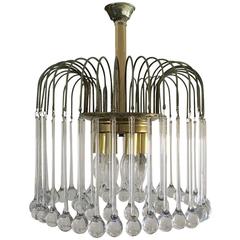 Mid-Century Modern Chandelier Murano Drops Create the "Fire Works" Effect