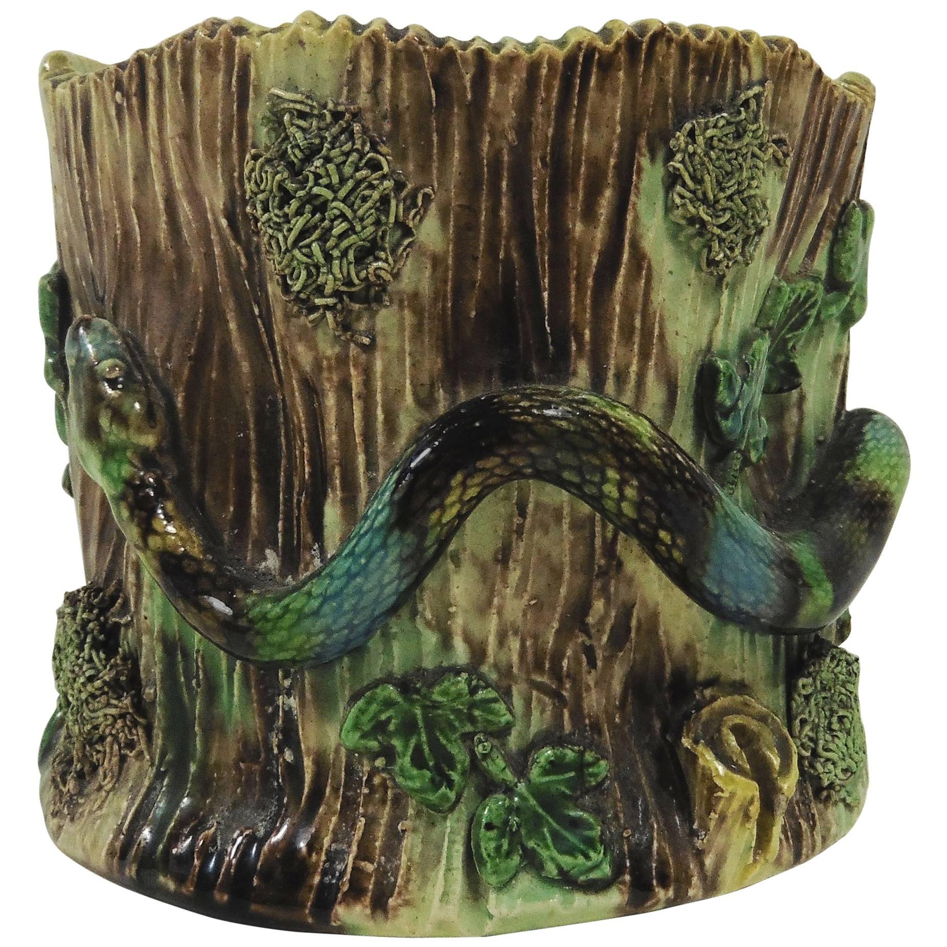 Majolica Palissy Snake Vase Thomas Sergent, circa 1880