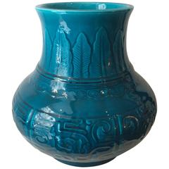 Theodore Deck Faience Persian Blue Ground Vase