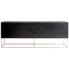 Rustic Modern Credenza, Handcrafted of American Hardwoods with a Bronze Base