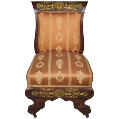 Antique French Napoleon III Empire Mahogany and Ormolu-Mounted Low Chair, after Thomire