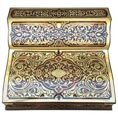 French Writing Desk in Boulle Marquetry with Crystal Inkwell, 19th Century
