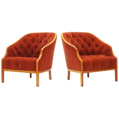 Pair of Ward Bennett Club Chairs for Brickel Associates