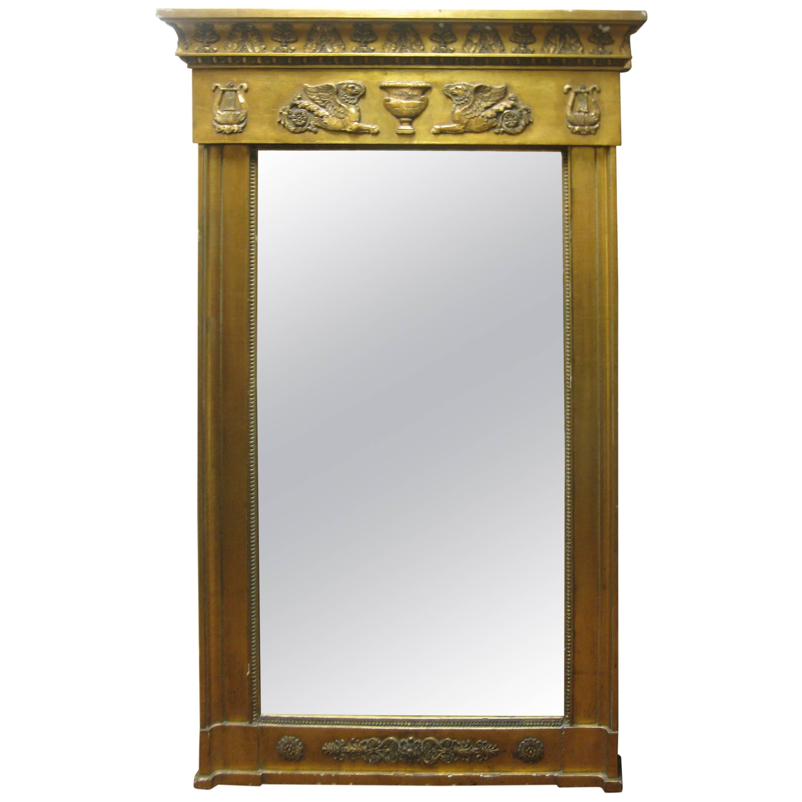 19th Century French Empire Giltwood Mirror
