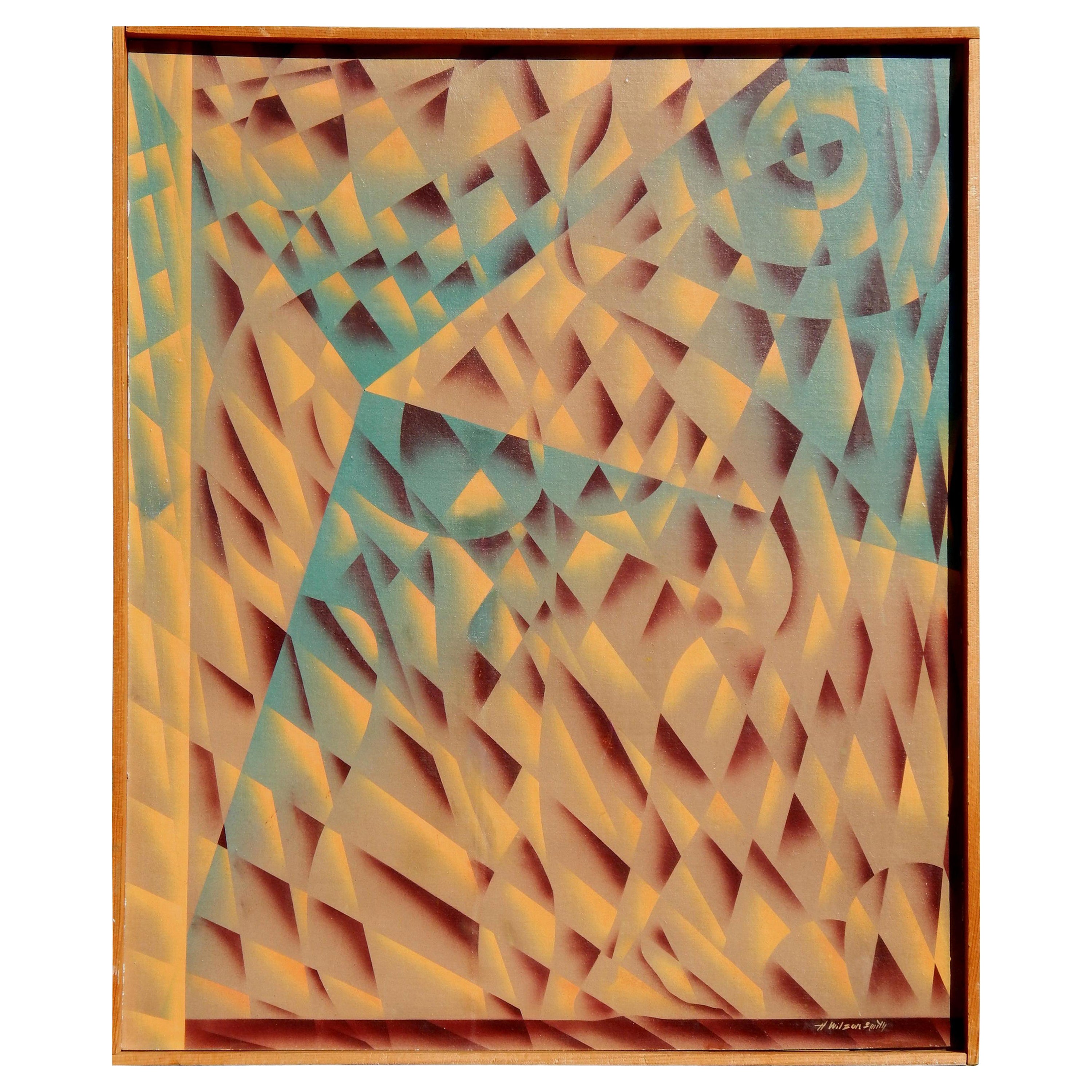 H. Wilson Smith California Artist Geometric Abstract Painting, circa 1940s-1950s