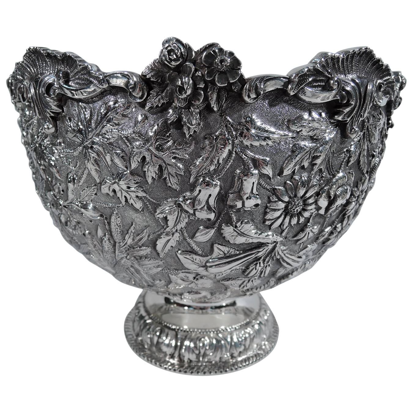Kirk Sterling Silver Footed Bowl with Beautiful Baltimore Repousse