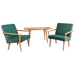 1960s Mid-Century Two Lounge Chairs and Side Table Set by Tatra Czech Republic