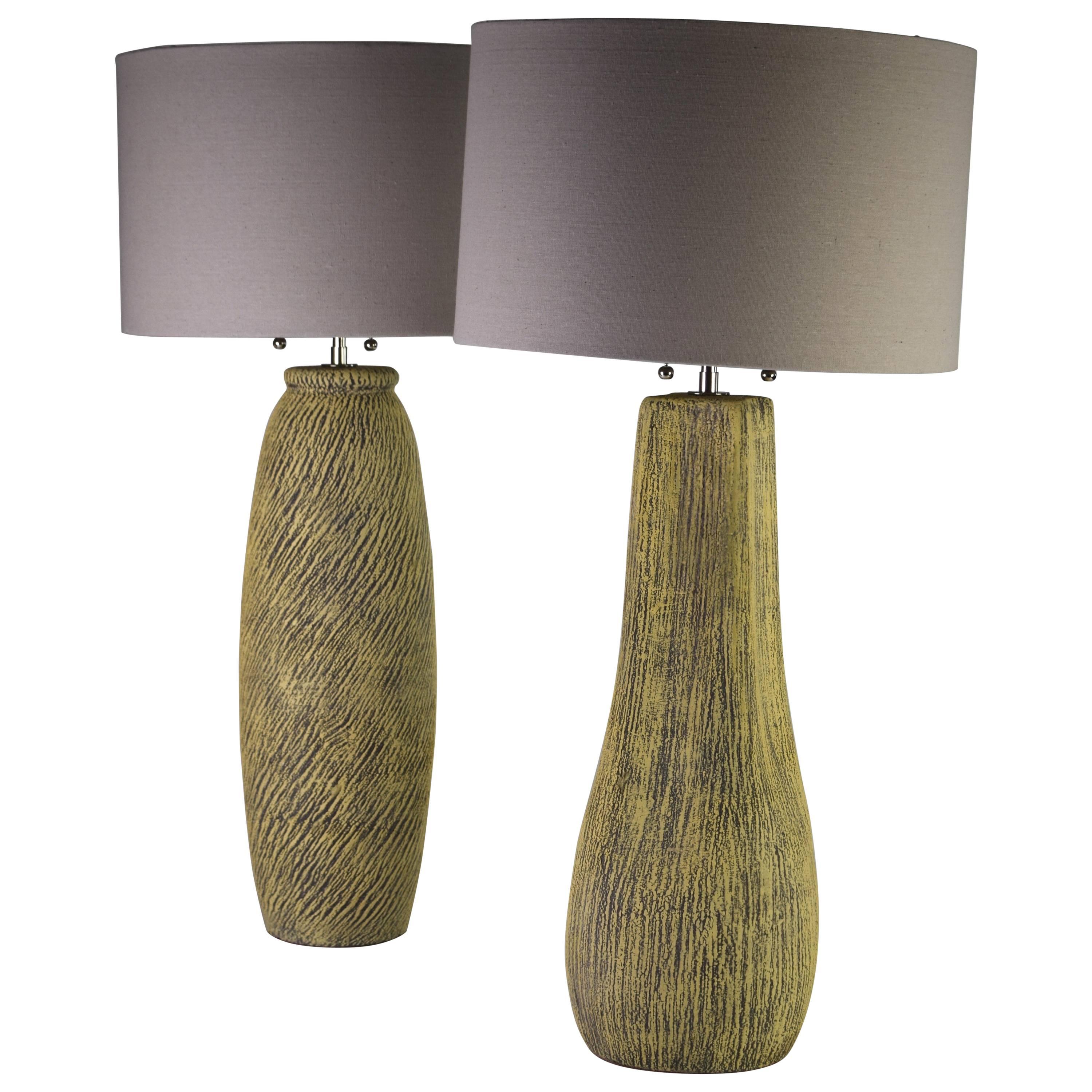 Mid-Century Modern Ceramic Pair of Lamps by Kelby