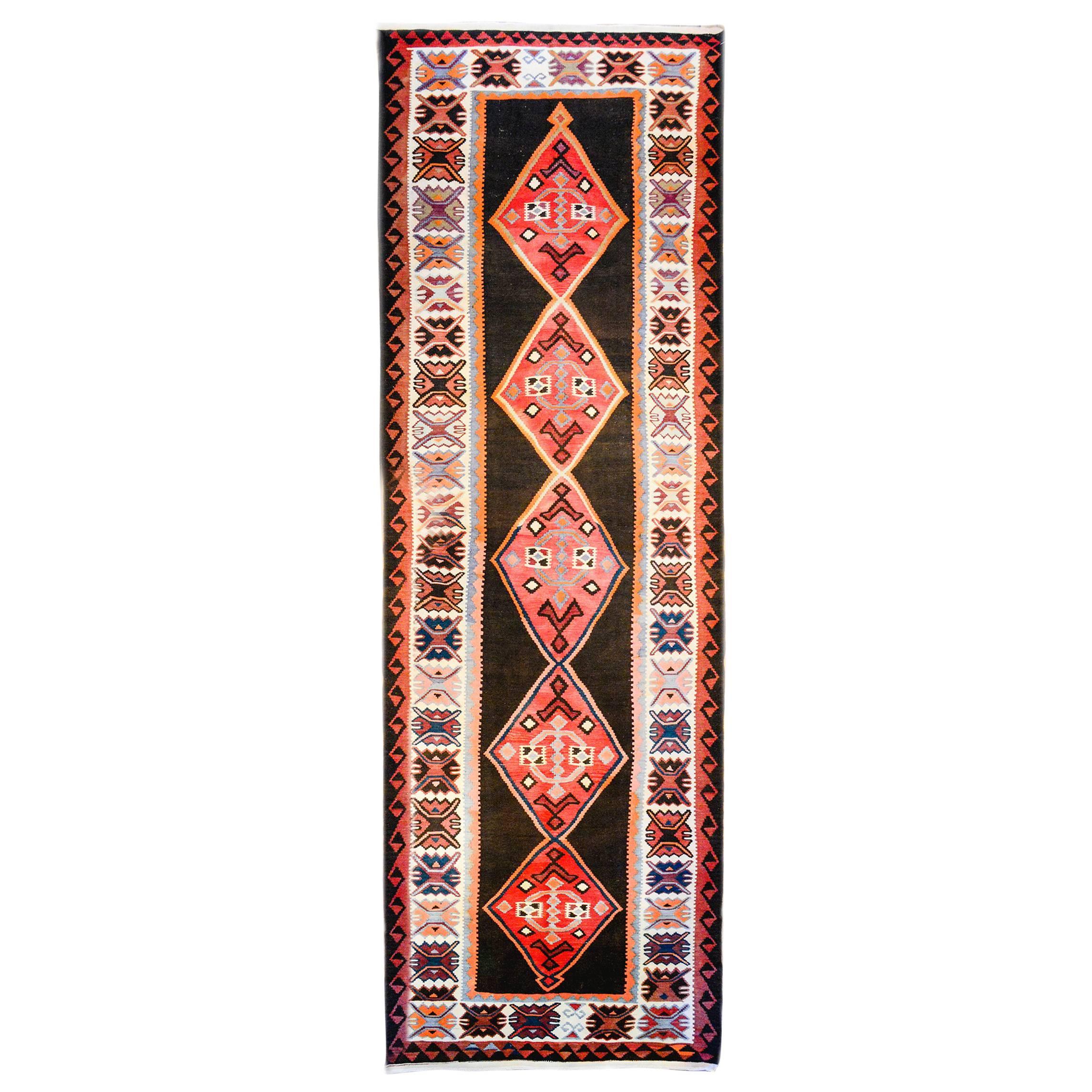 Early 20th Century Veramin Kilim Runner For Sale