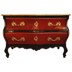 Mid-18th Century French Louis XV Period Black & Red Lacquered Commode circa 1750