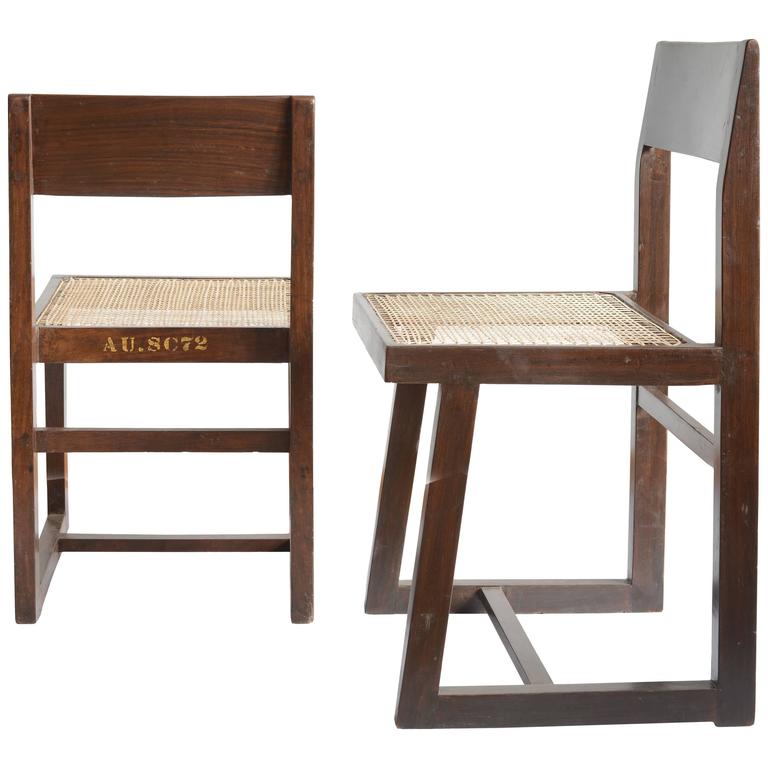 Pierre Jeanneret for Chandigarh , Box Chair with Cane and Teak at 1stdibs