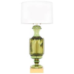 Marbro Green Murano Glass Urn Lamp by Seguso