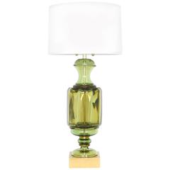 Marbro Green Murano Glass Urn Lamp by Seguso 3