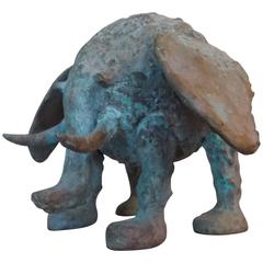 Brutalist Bronze Elephant Sculpture 12