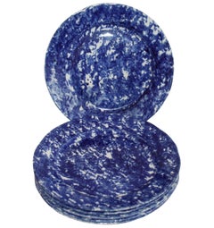 Set von sechs passenden Luncheon-Tellern aus Sponge Ware aus dem 19. Jahrhundert