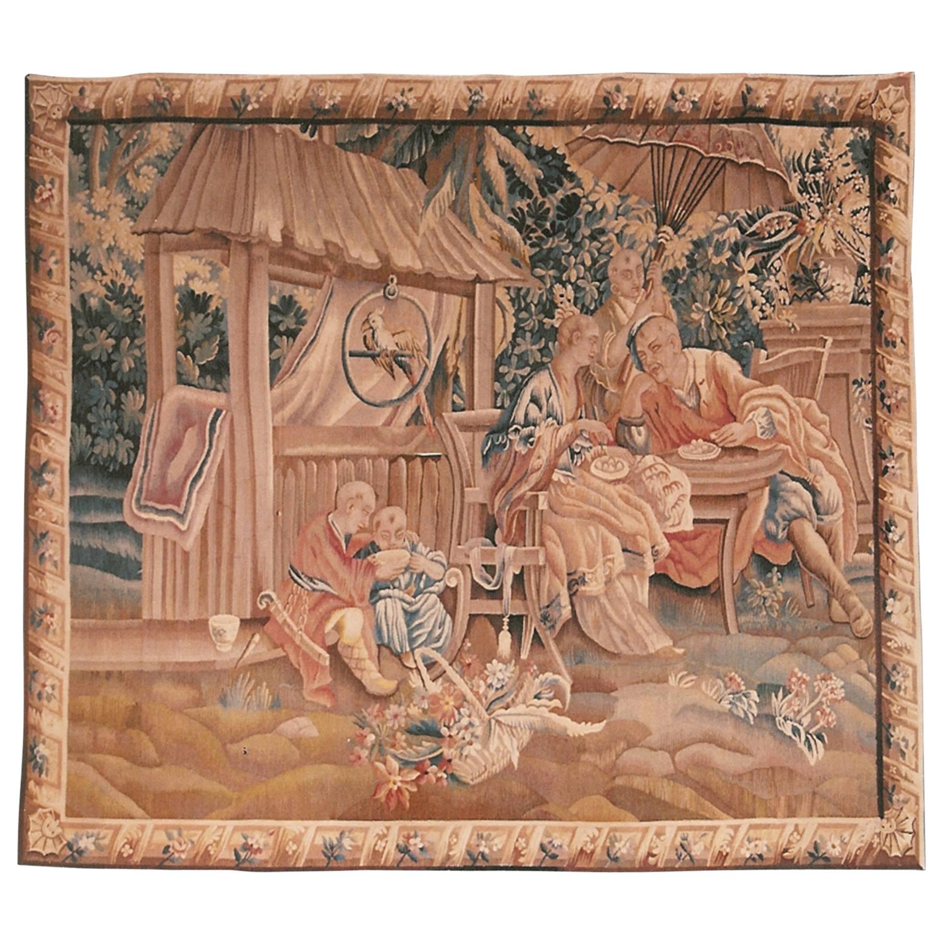 Mid-19th Century French Chinoiserie Tapestry For Sale