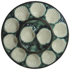 Antique Majolica Oyster Platter Longchamp, circa 1890