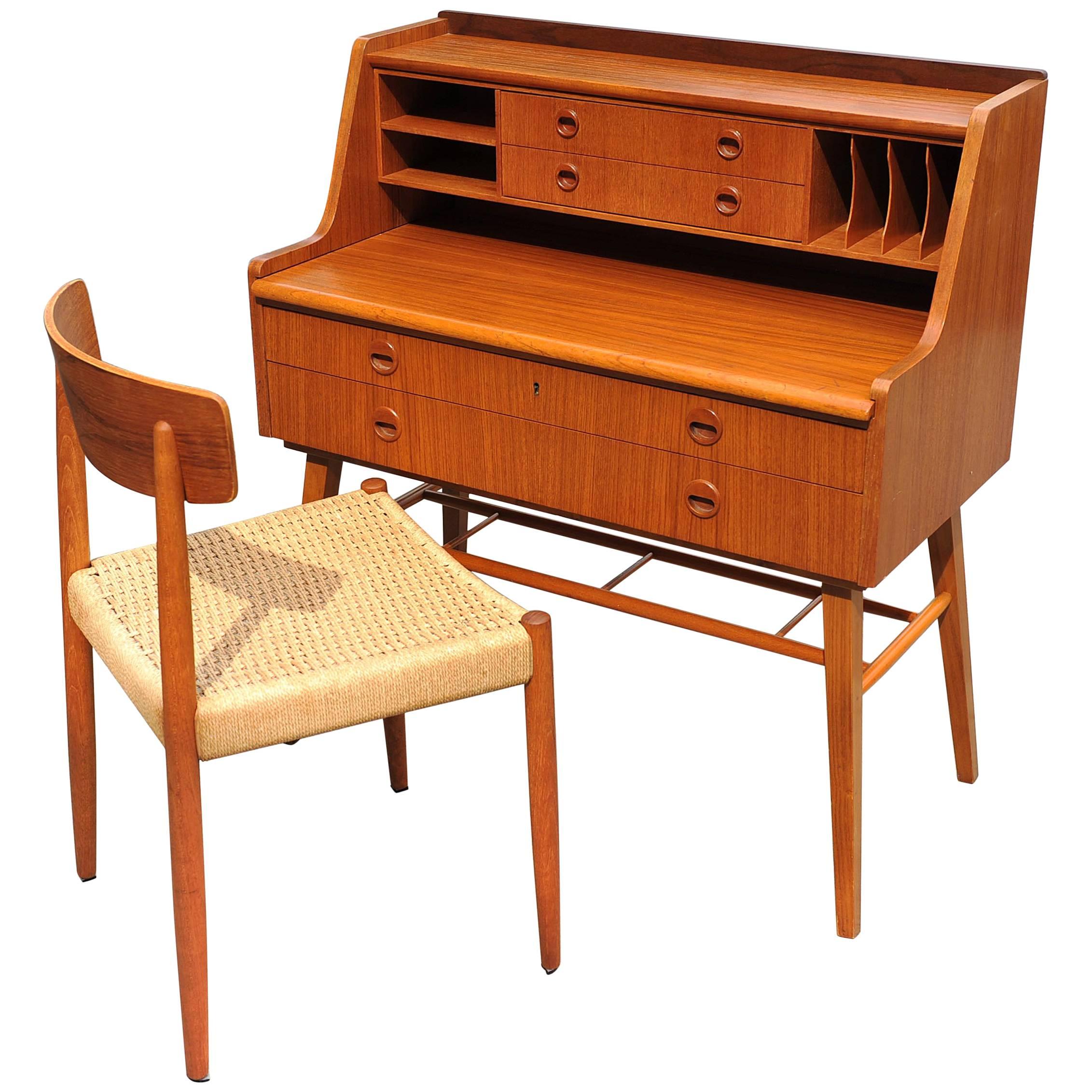 Swedish Teak Desk with Matching Chair