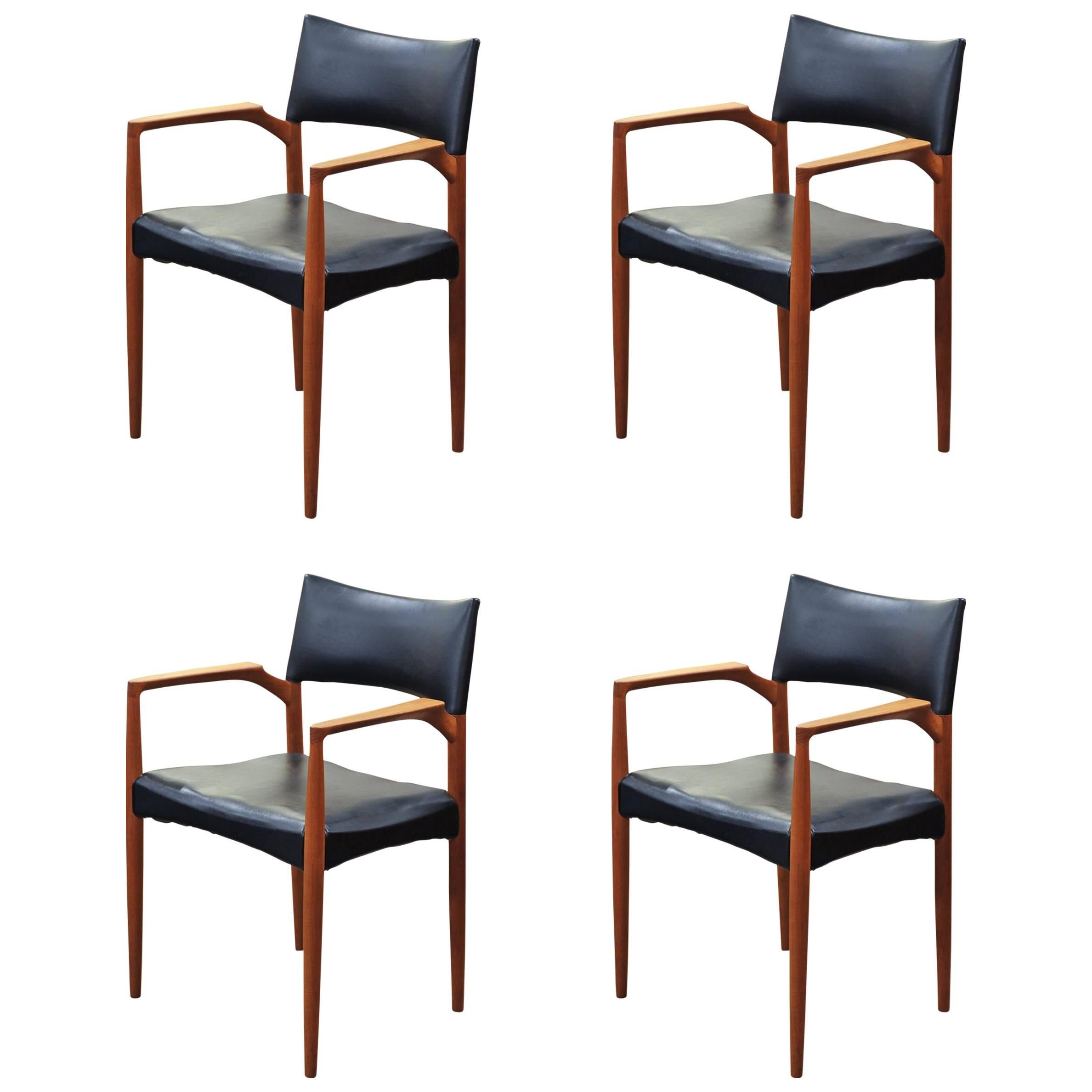 Ejnar Larsen and Aksel Bender Madsen Dining Chairs, Set of Four