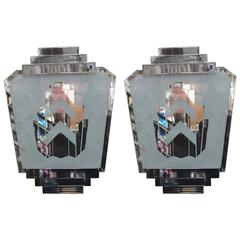 Pair of Silver Art Deco Sconces 2