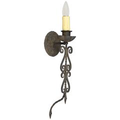1 of 3 Long 1920s Single Sconce with Scroll