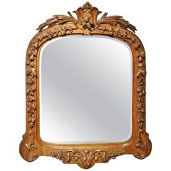 Antique 19th Century Mirror in Carved Oak