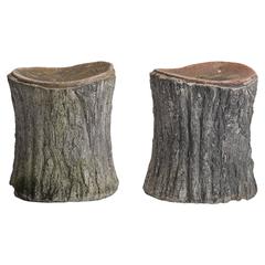 Cast Concrete Faux Bois Stool