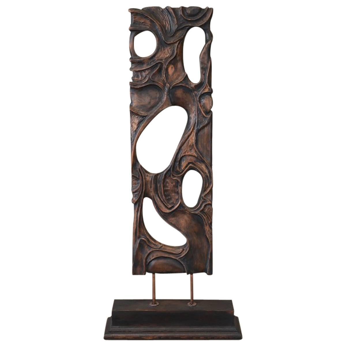 Carved Walnut Screen by George Mullen For Sale