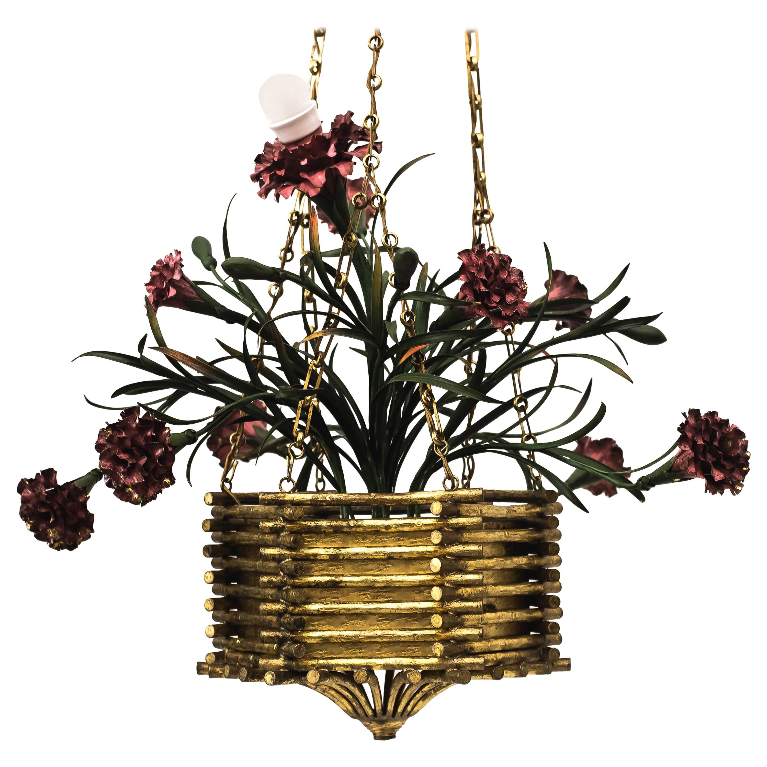 Beautiful Chandelier with Carnations Basket