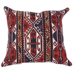 19th Century Pillow Made Out of an Antique Shasavan Soumak Mafrash Panel