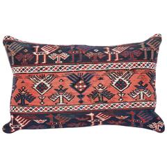 19th Century Pillow Made Out of an Antique Caucasian Sumak Panel