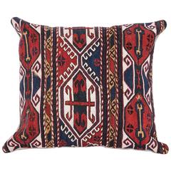 19th Century Pillow Made Out of an Antique Shasavan Soumak Mafrash Panel