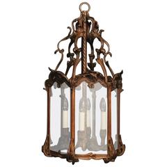 French Bronze Four-Light Large Antique Lantern