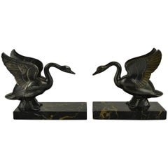 Swan Bookends by Perrina Paris , France , 1930s 