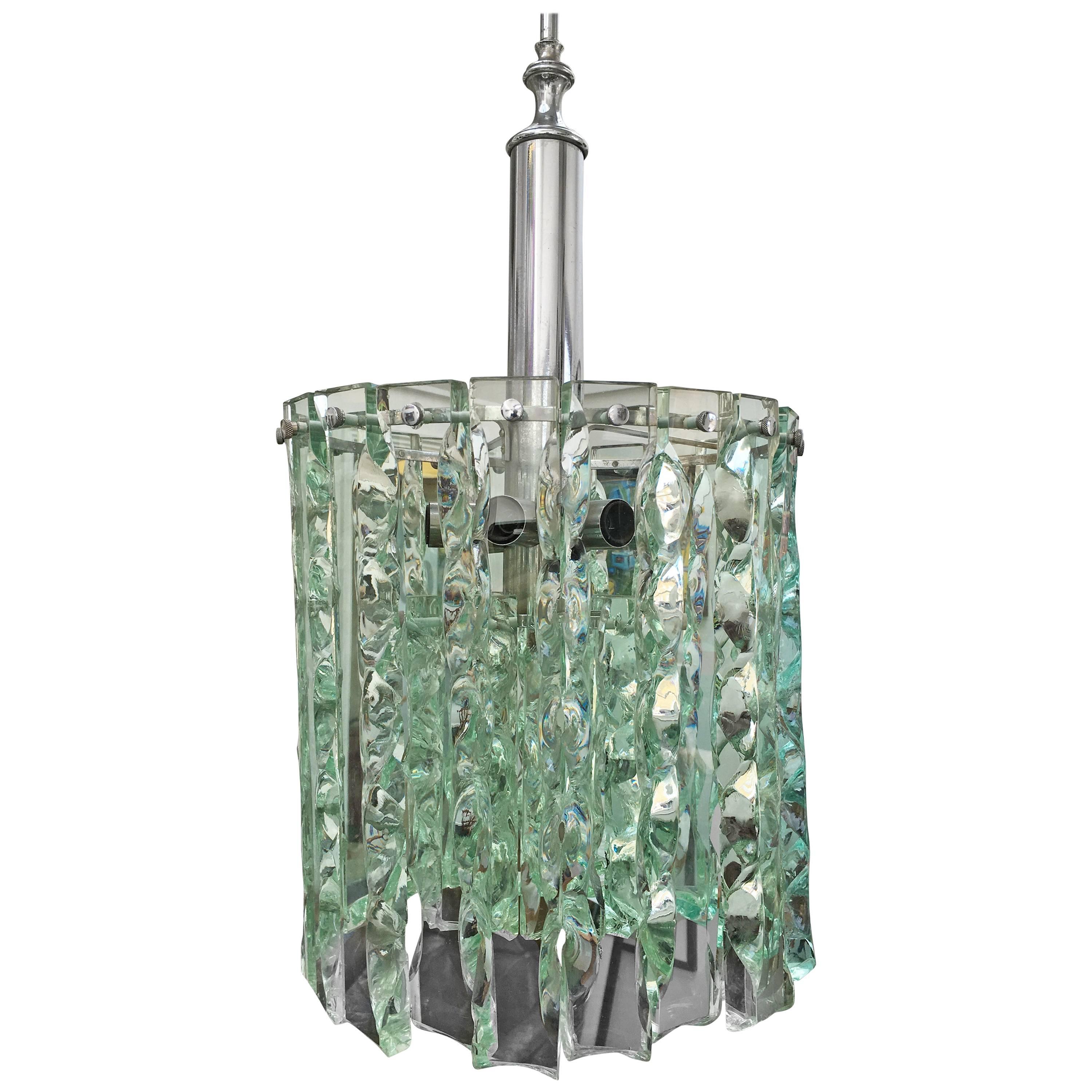 Zero Quattro of Milan, Hand Chiselled Murano Crystal Chandelier For Sale