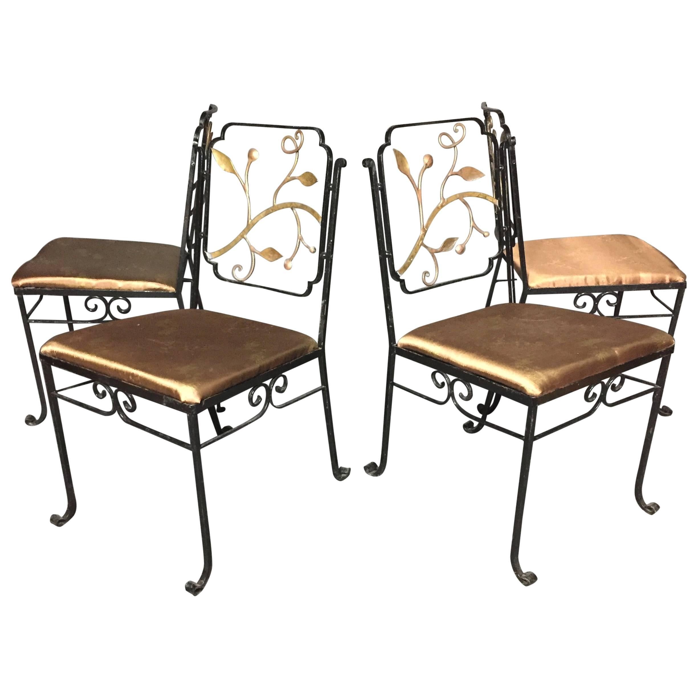 1920s Bronze and Iron Garden Chairs Attributed to Florentine Craft Studio