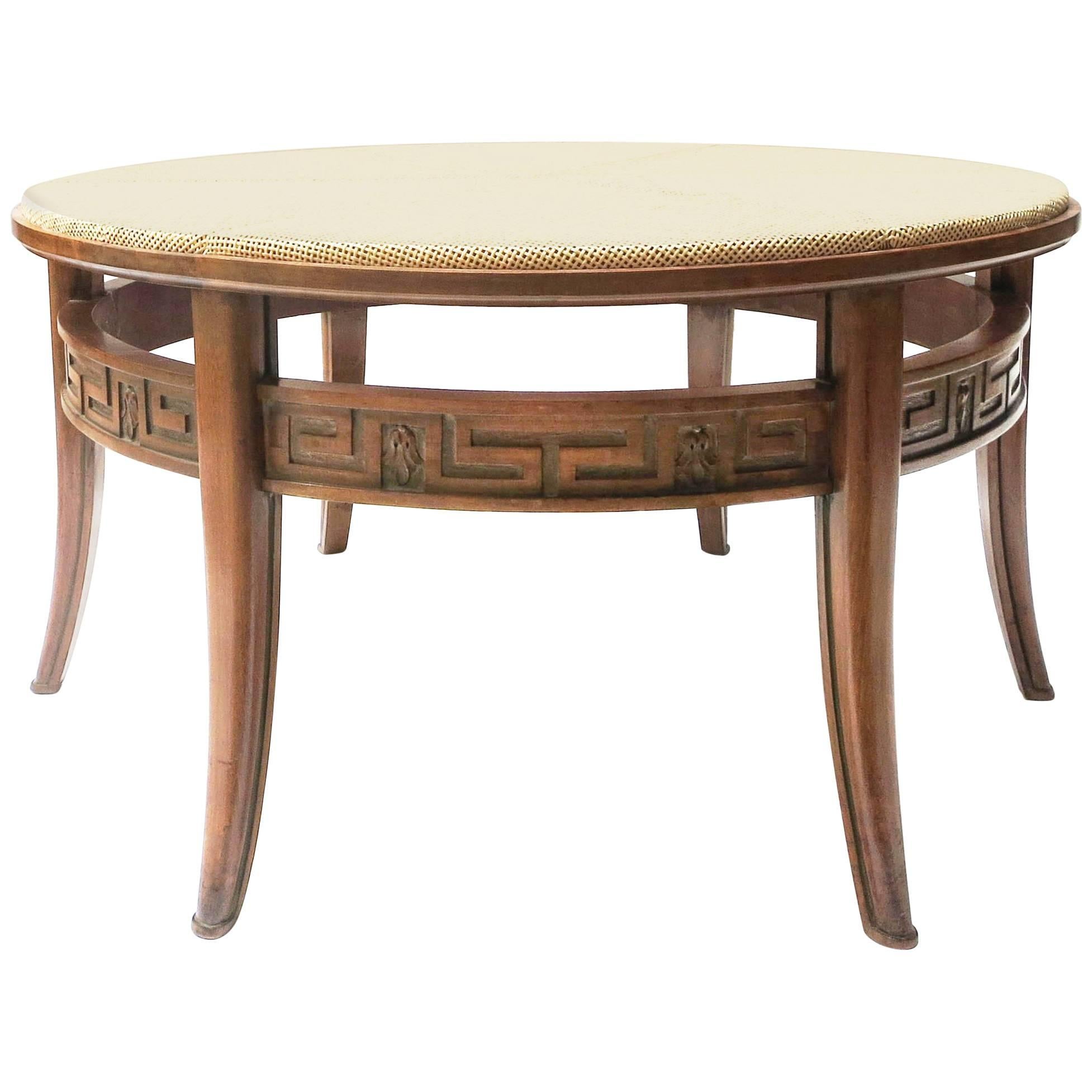 Swedish Round Coffee Table with Cane Top, 1940s For Sale