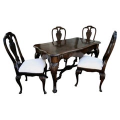 Used 19th Century Dutch Library Table Desk and Four Chairs