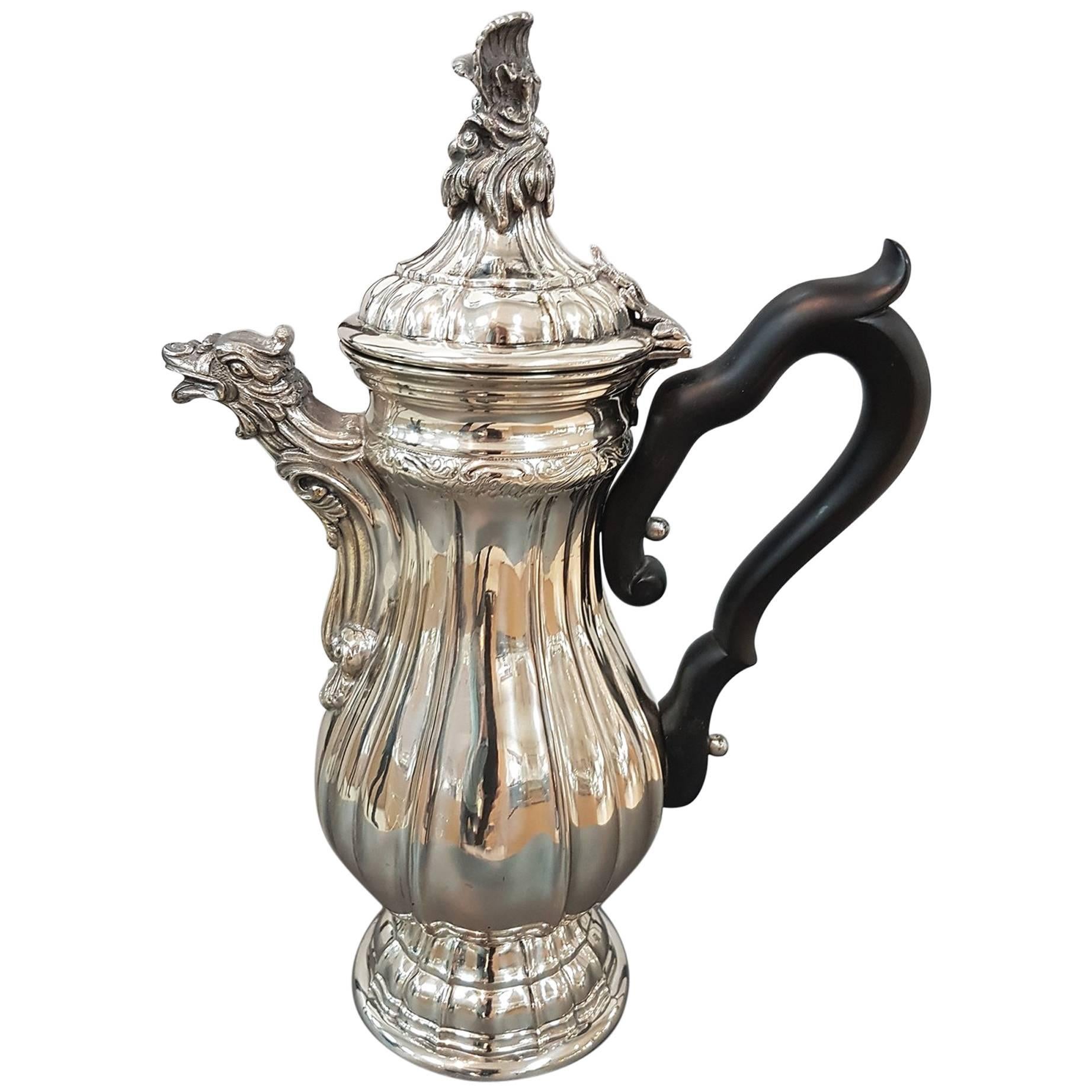 20th Century Italian Silver Coffeepot Venetian revival For Sale