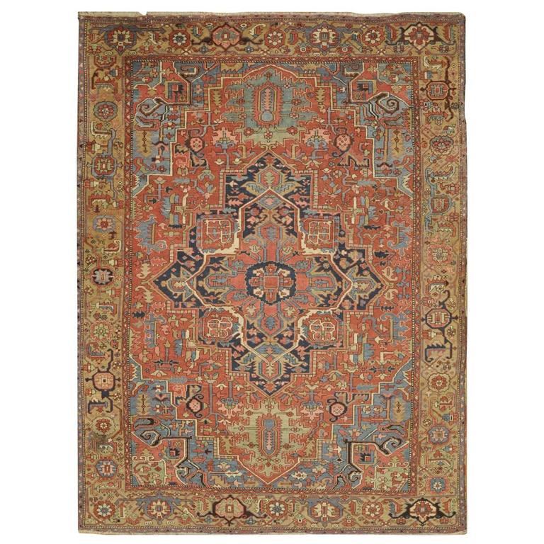 Large Antique Persian Heriz Rug at 1stDibs