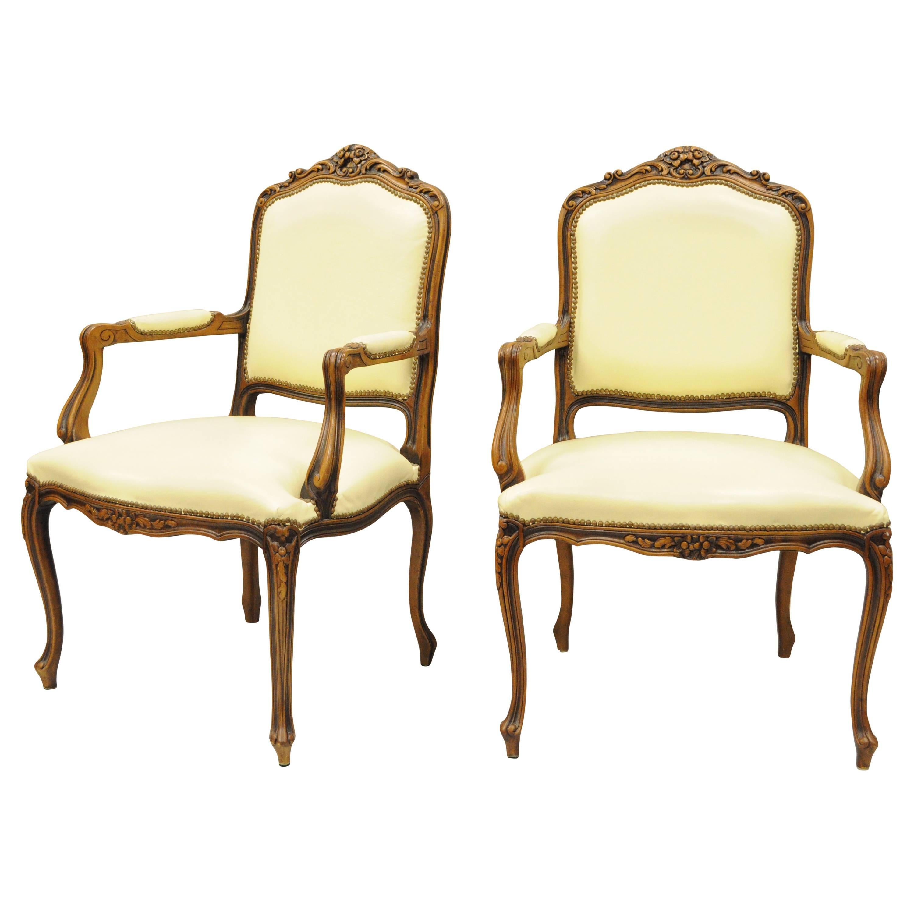 Pair of Vintage French Country Louis XV Style Italian Arm Chairs by Chateau d'Ax