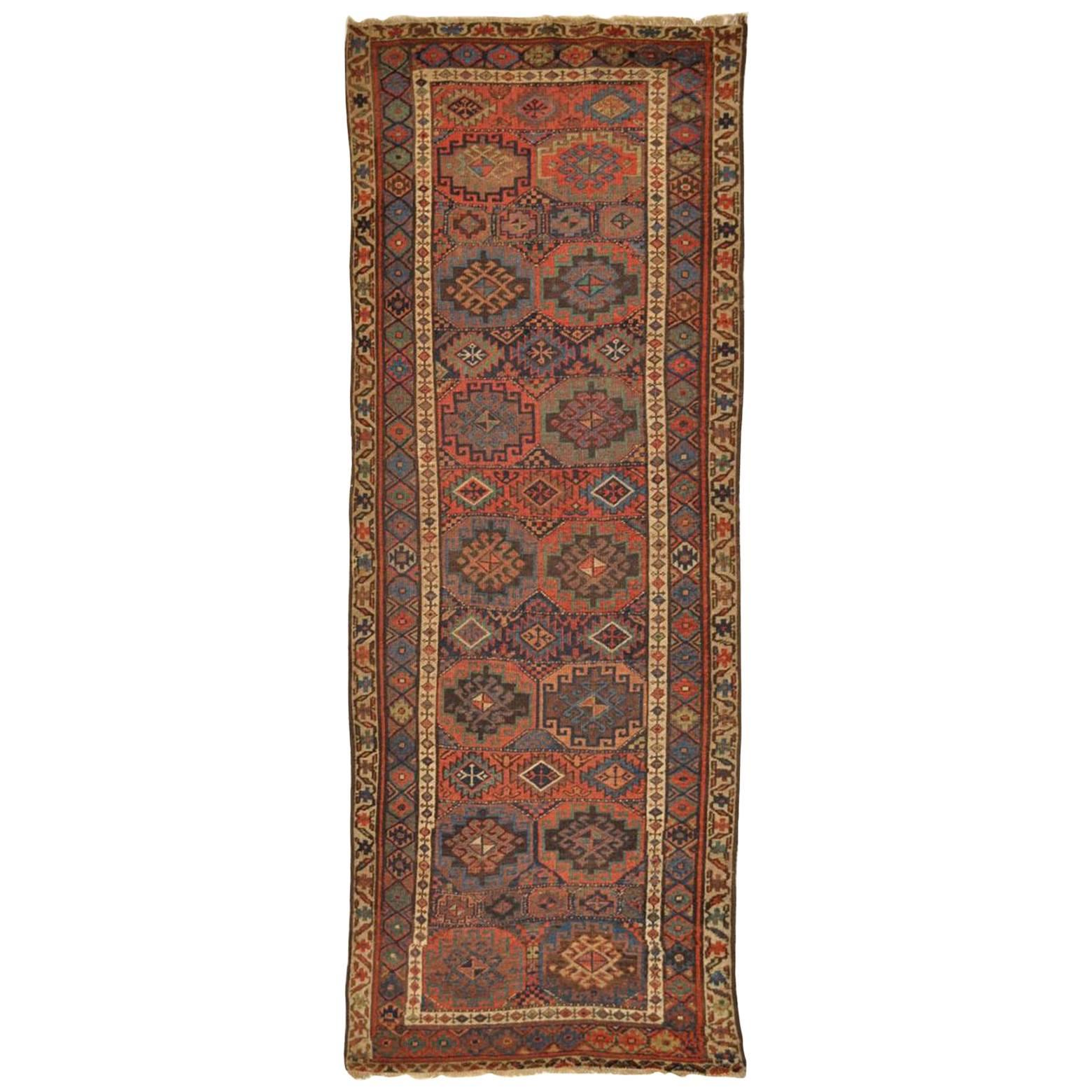 Antique Handmade Persian Kurdish Runner Rug For Sale