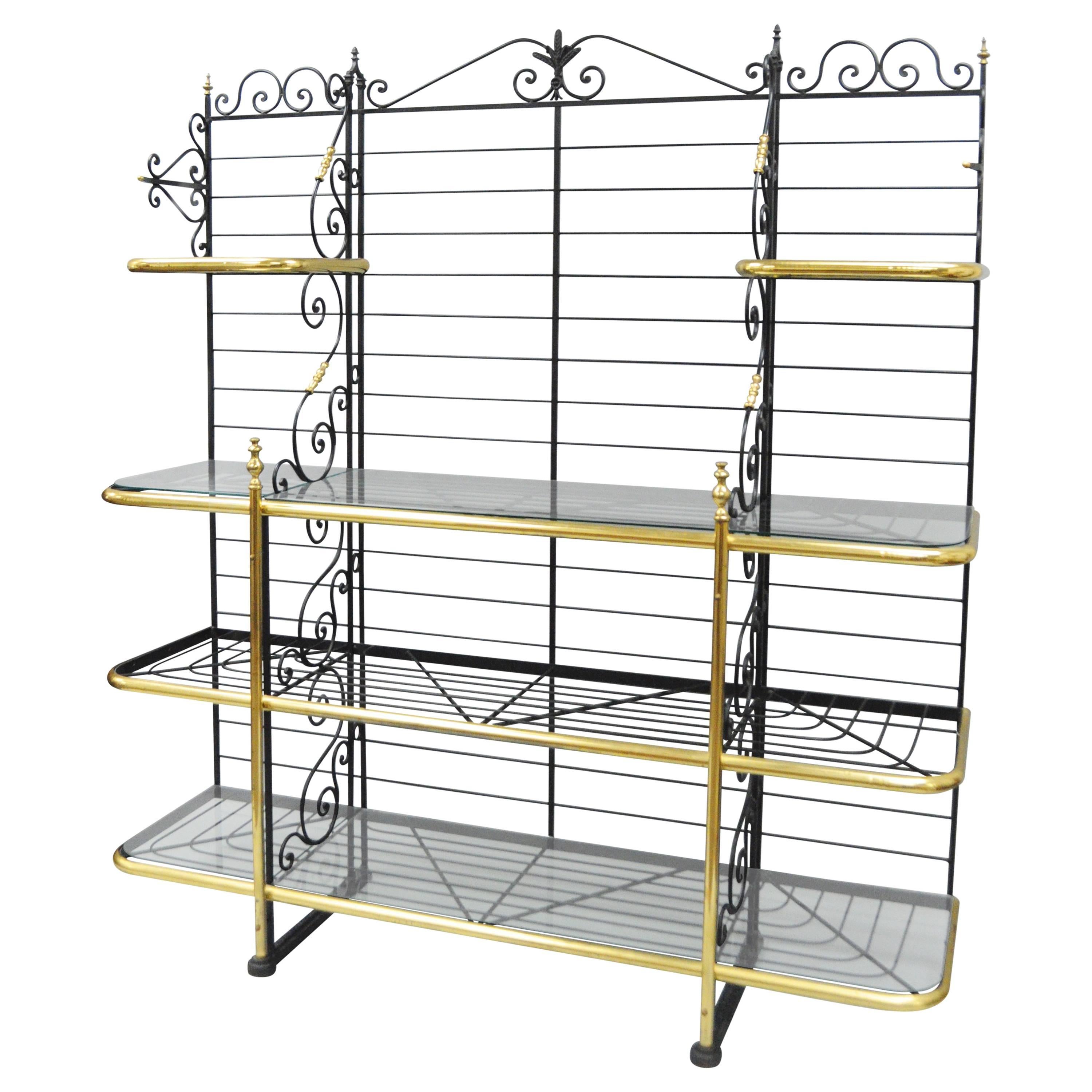 Large French Bakers Rack Wrought Iron and Brass Vintage by Perfit Fils Ltd Paris
