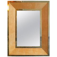 French Maple and Brass Framed Mirror