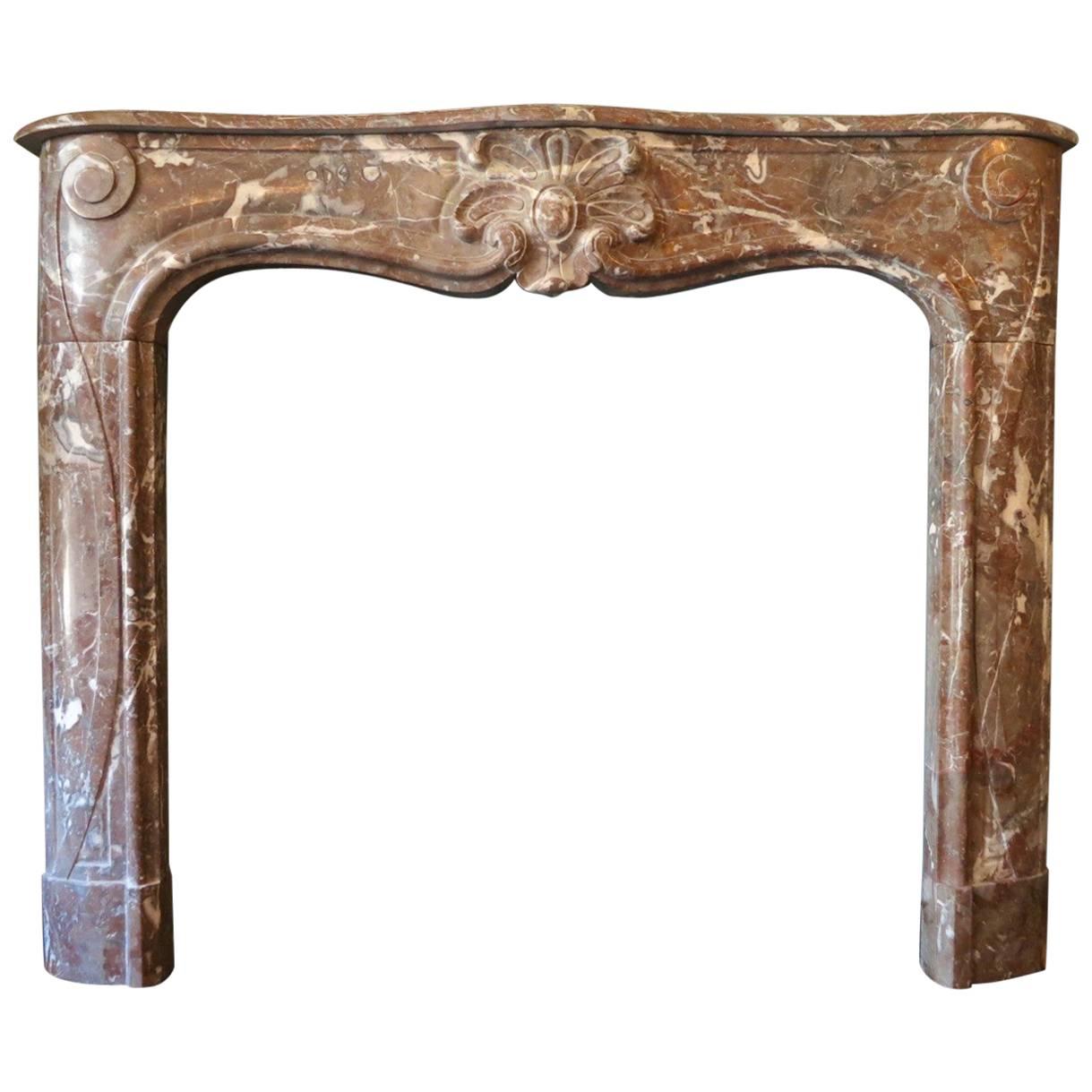19th Century French Louis XV Style Marble Fireplace Mantel